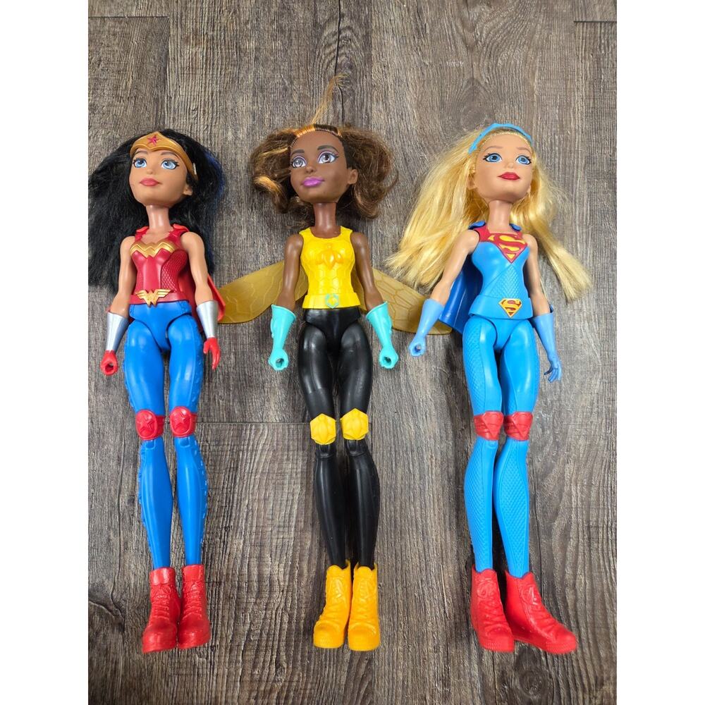 DC Comic Mattel 12" Superhero Dolls Set of 3: Wonder Woman, Bumblebee, Supergirl